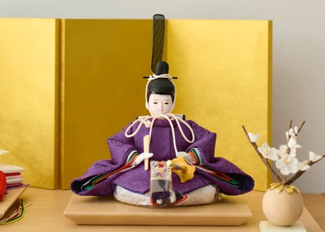 ＜数量限定＞「SHINONOME」シリーズ　雛人形　コンパクト親王飾り　正絹麹塵紫