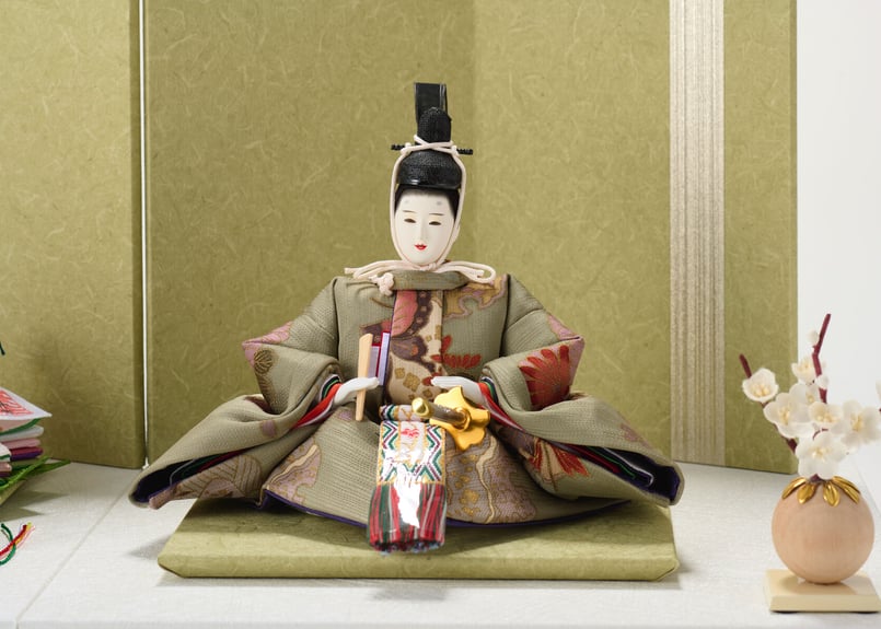 F20−1 人形と花台飾りお洒落で可愛い色合い親王飾りひな人形