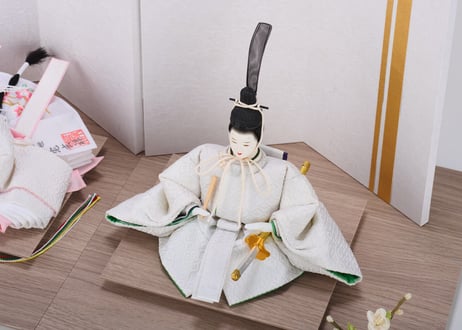 「ASAGIRI」シリーズ　雛人形　コンパクト親王飾り　菱柄23-A