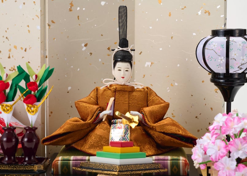 正絹 黄櫨染 特選雛人形 玉泉作 雛人形 親王飾り 【公式通販】