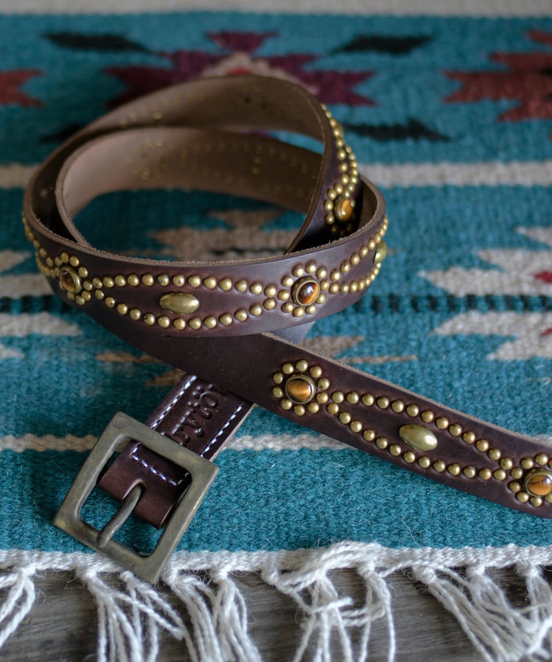 スタッズベルト【Bow-lek】クロムエクセル×天然石【タイガーズ・アイ  