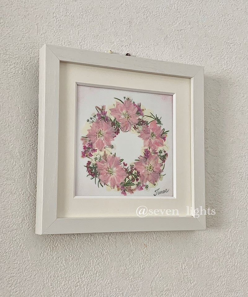 SAIKA ピンク押し花リースS額 | 押し花 Shop