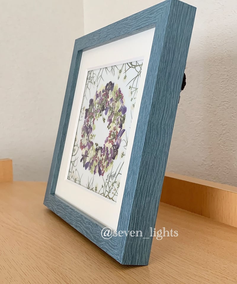 押し花額 『リース風』（ハンドメイド） 送料無料】押し花アート・小さな野の花のナチュラルリースの