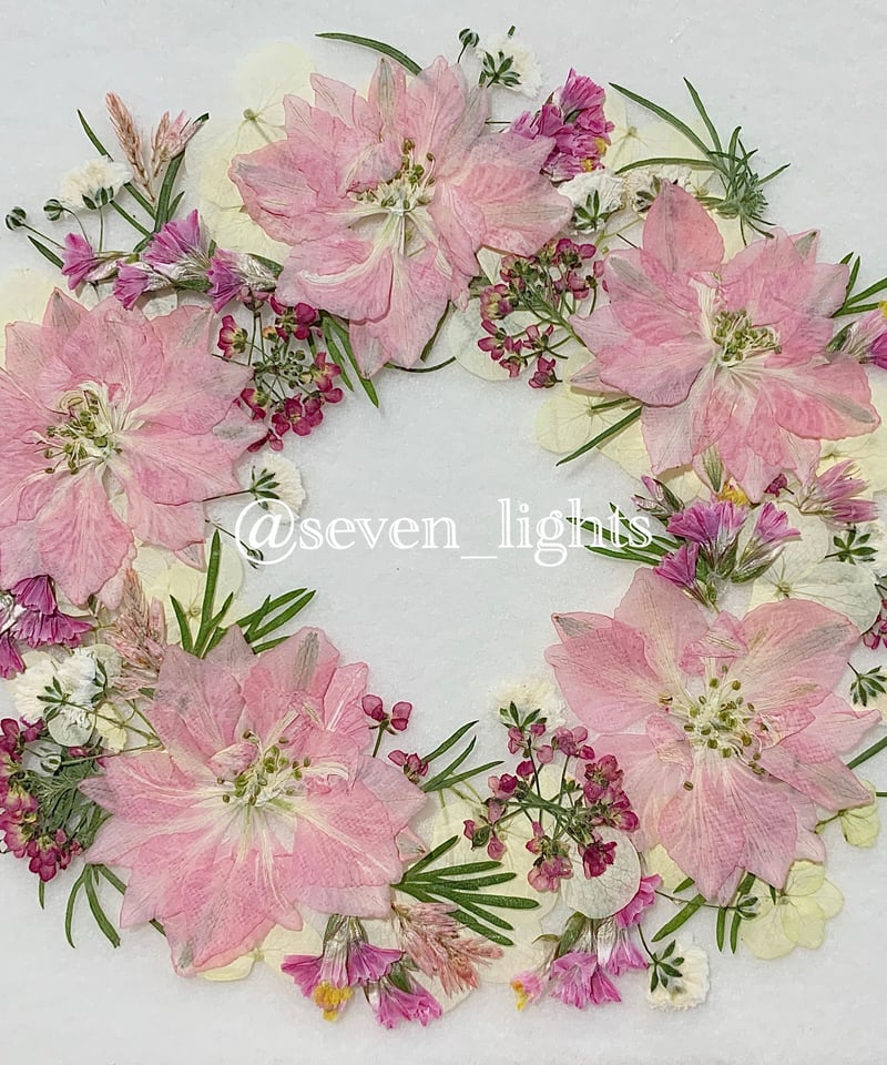 SAIKA ピンク押し花リースS額 | 押し花 Shop