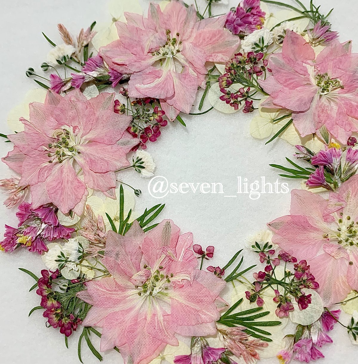 SAIKA ピンク押し花リースS額 | 押し花 Shop