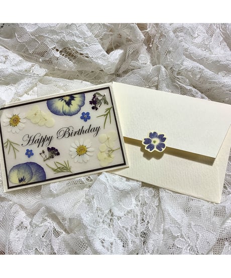 SAIKA　本物のお花の入ったメッセージカードｓ（封筒＆花シール付き）ミニビオラ