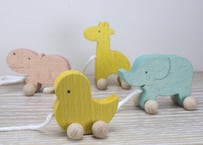 「 ひっぱるミニカー 」～引っ張る木のおもちゃ【 きりん・ぞう・かば・ひよこ 】