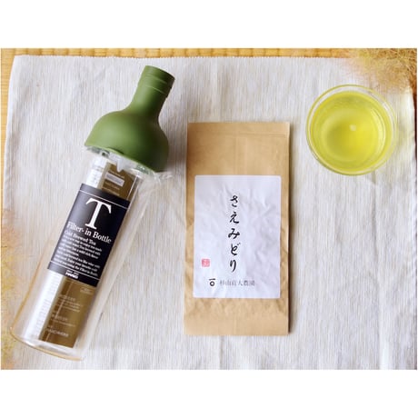 濃厚な旨味がある煎茶「さえみどり」40gとフォルターインボトルセット