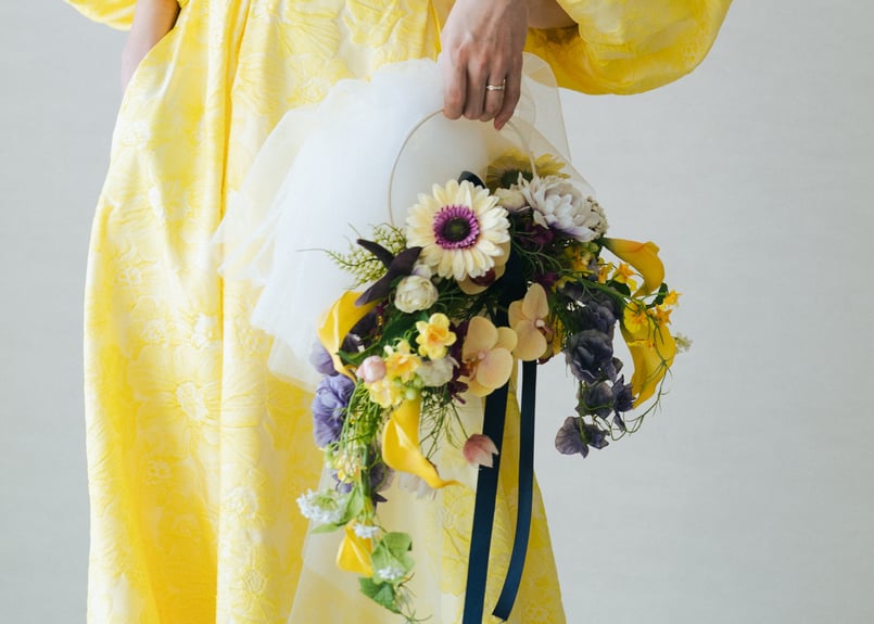 オーダーメイド 花のブーケ風 円形マット 花束ブランケット 花束