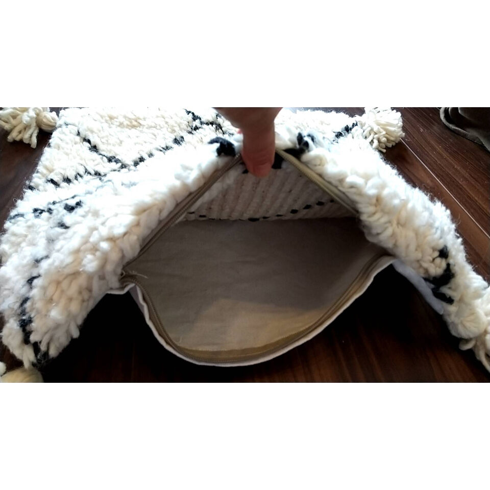 ベニワレン　クッションカバー　2個セット　モロッコ モロッコ ベニワレン Beniourain クッションカバー プフ 白 ラグ 2