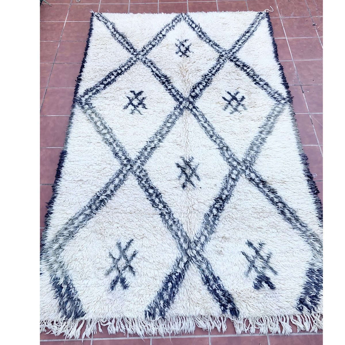 モロッコ ベニワレン Beniourain ラグ 約98×147cm MOROCCAN RUG VINTAGE(ビンテージモロッコラグ) 