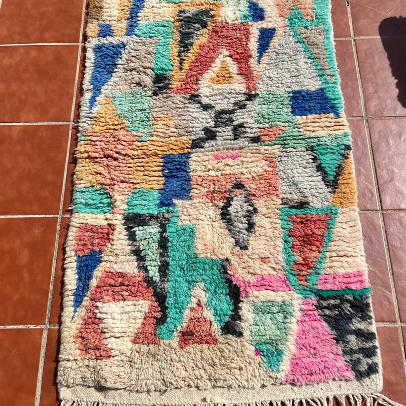 モロッコ ラグ カーペット 絨毯 アジラル ベニワレン多色幾何学模様 3