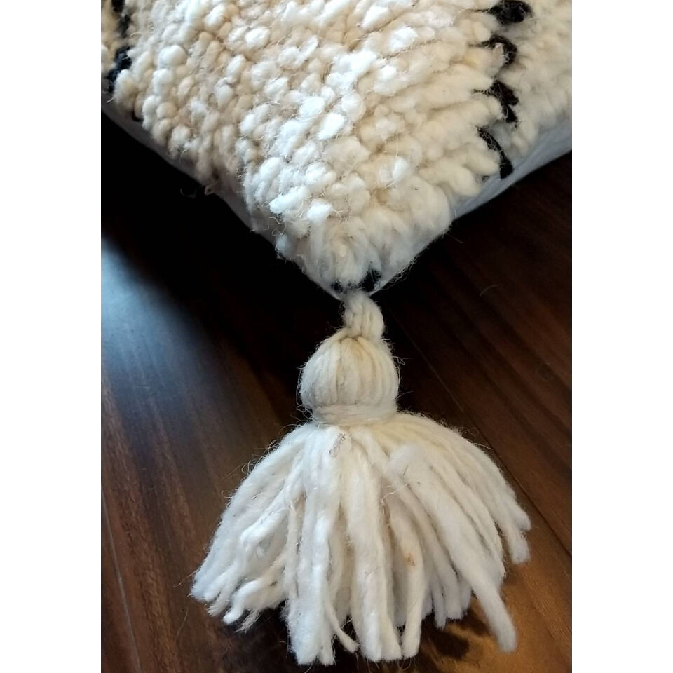 モロッコプフ　プフ　ホワイト ベニワレン　クッションカバー　ウール モロッコ ベニワレン Beniourain クッションカバー プフ 白 ラグ