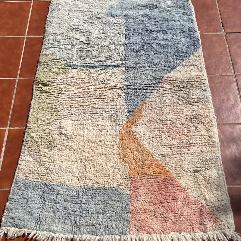 MAROC ブジャド産 モロッコ wool ラグ ベージュ モロッコラグ「AZILALアジラル」RAZ022ベージュ/Hibou.イブーモロッコ