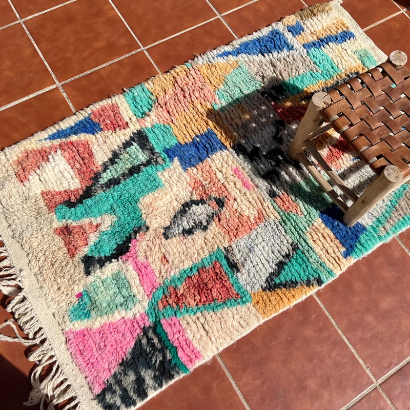 モロッコラグ 絨毯 幾何学模様 アジラル モロッコラグ 絨毯 幾何学模様 アジラル