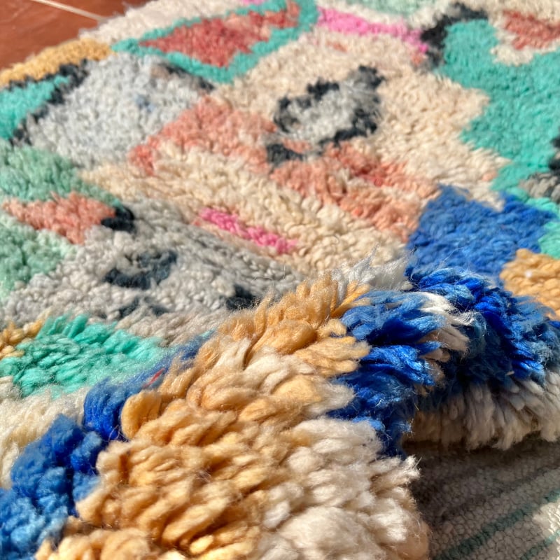 モロッコ ラグ カーペット 絨毯 アジラル ベニワレン多色幾何学模様 3