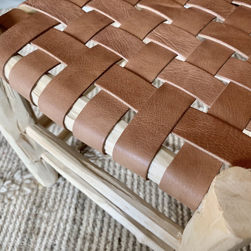 ☆最後の1脚☆本革スツール～Woven leather stool～ 本革