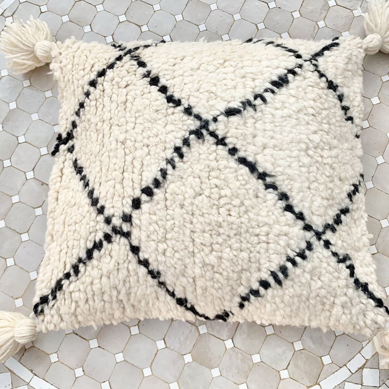 モロッコ ベニワレン Beniourain クッションカバー 白 1 | Boawid