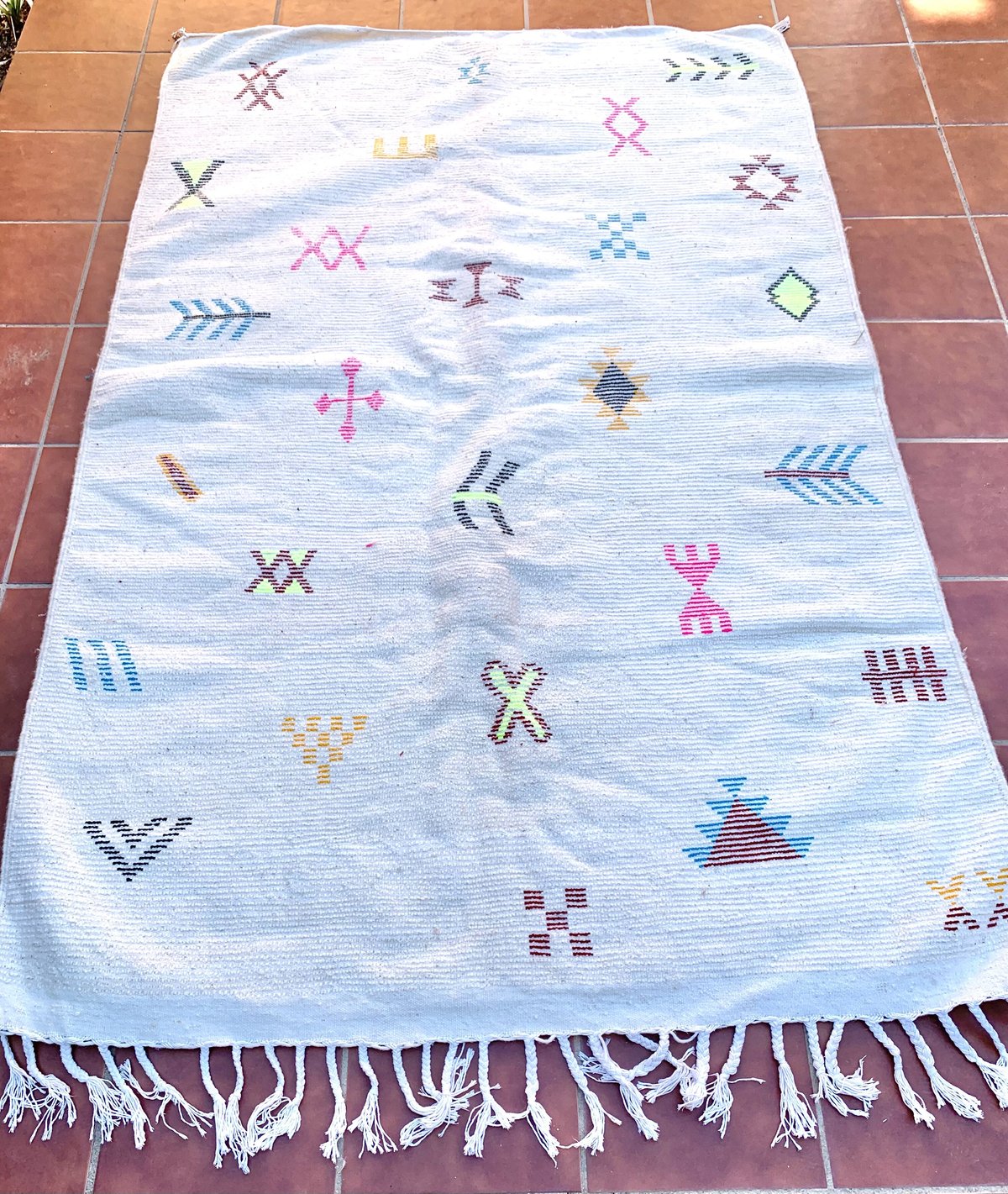 kaoruさま専用　モロッコ　ベニワレンラグ　アイボリー ベニワレン Beni Ouaren モロッコ エリアラグ Morocco166×115cm