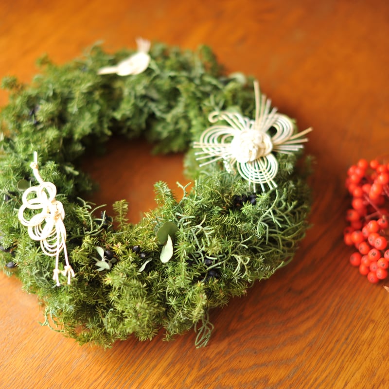 salviaオリジナル]フレッシュグリーンクリスマスリース＋カード織ベル