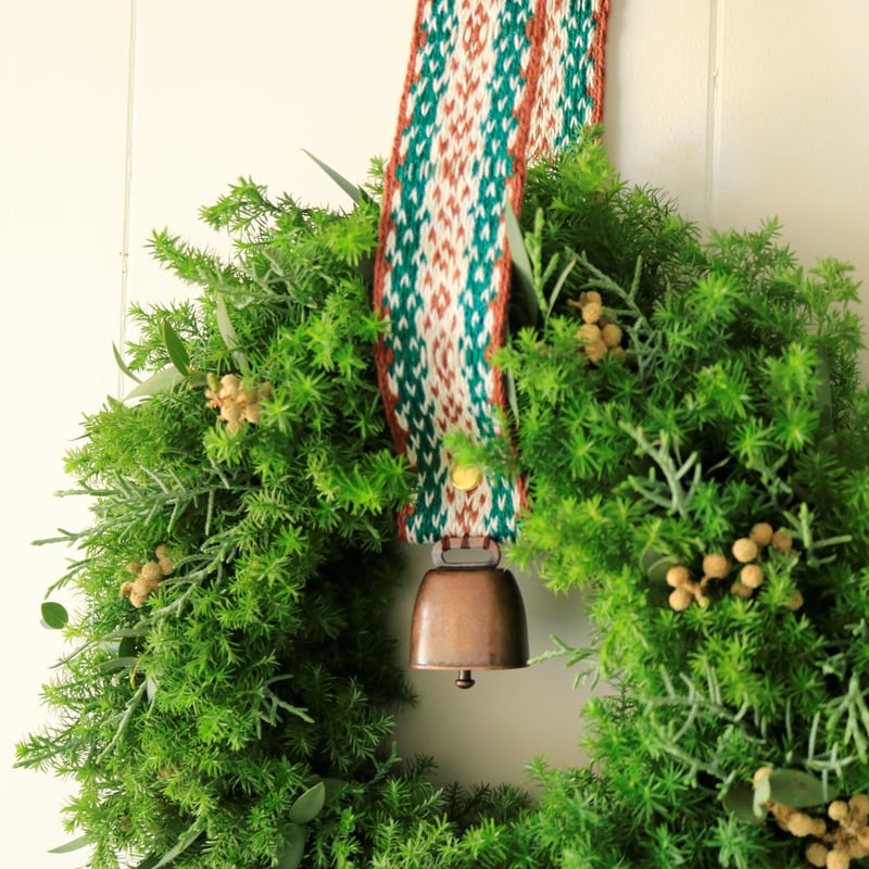 salviaオリジナル]フレッシュグリーンクリスマスリース＋カード織ベル