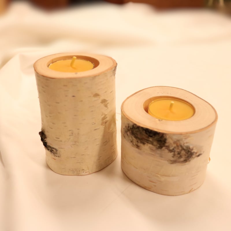 白樺キャンドルホルダー&蜜蝋キャンドル 絵本『シラカバブック』付き