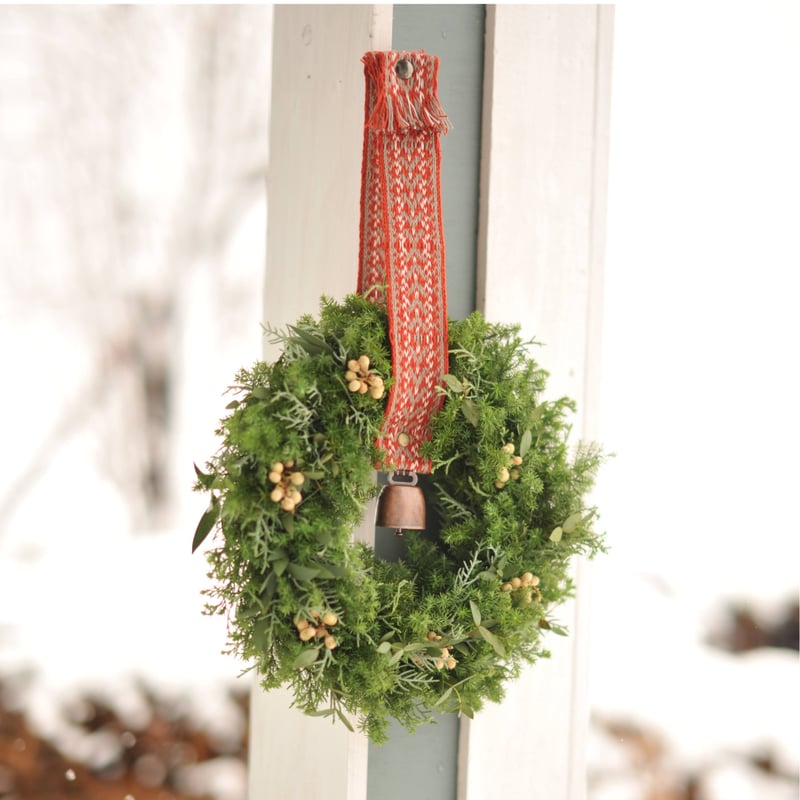 salviaオリジナル]フレッシュグリーンクリスマスリース＋カード織ベル