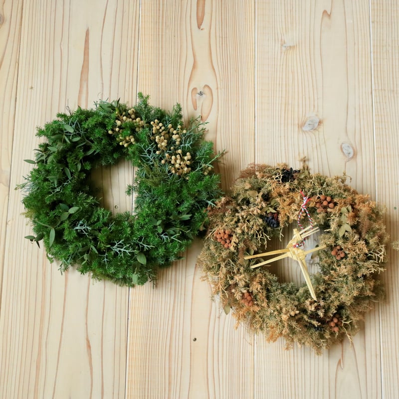 salviaオリジナル]フレッシュグリーンクリスマスリース＋カード織ベル