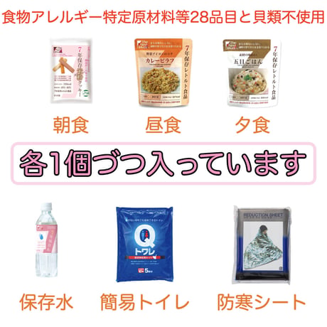 アレルギー対応保存食1日タイプ