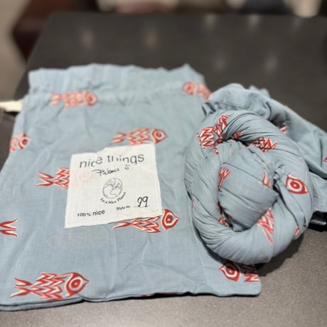 【nice things】コットンシャツ（魚 水色）