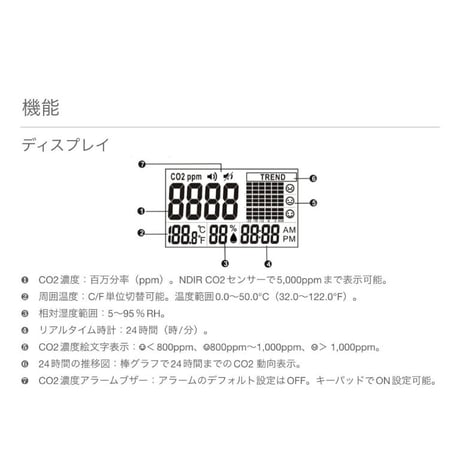 IAQ モニター：7727 (CO2/温度/湿度/時計付)