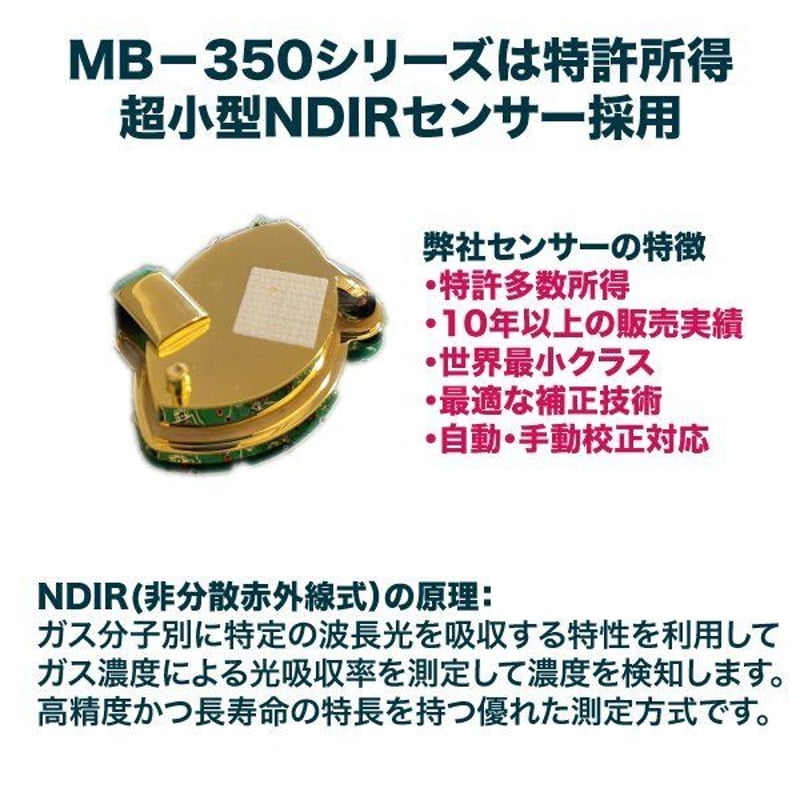 IAQモニター エアチェッカー 「MB-350V」 （CO2二酸化炭素濃度、温度