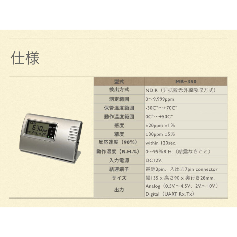 IAQモニター エアチェッカー 「MB-350V」 （CO2二酸化炭素濃度