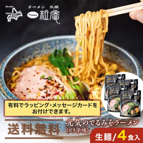 【生麺／4食】ラーメン 札幌 一粒庵　元気のでるみそラーメン《送料無料》