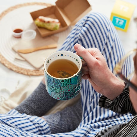 T2 紅茶　マグ&インフューザー　Moroccan Tealeidoscope Aqua Mug With Infuser　 Aqua