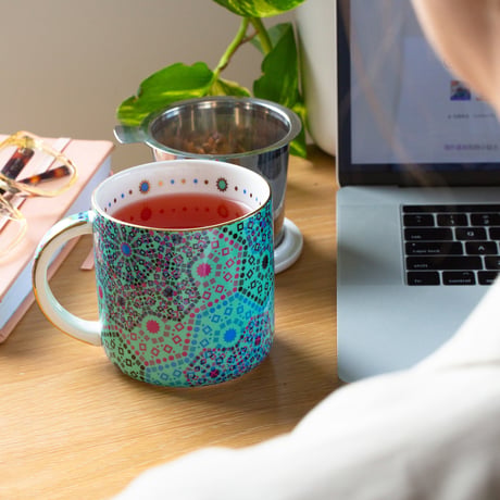T2 紅茶　マグ&インフューザー　Moroccan Tealeidoscope Aqua Mug With Infuser　 Aqua