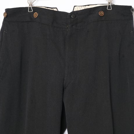 30-40s France Vintage Wool Black Trousers