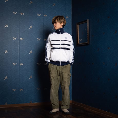 70-80s Vintage adidas Ventex Track Jacket Model  First White×Navy (Made in France)