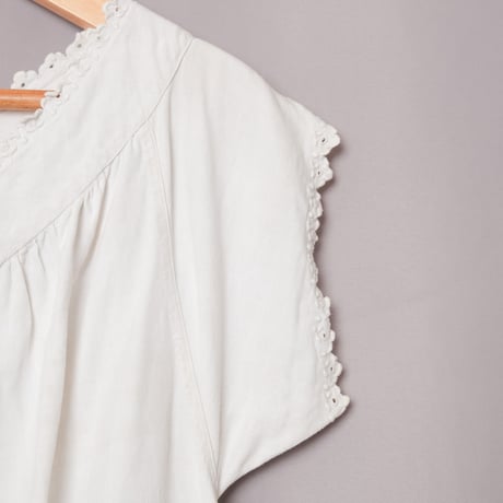 France Antique Linen Half Sleeve Night Dress 1
