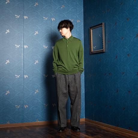 90s JOHN SMEDLEY Merino Wool Knit Polo（Made in England）