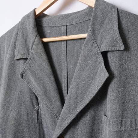 40-50s French Vintage DUTHILLEUL&MINART Black Chambray Atelier Coat