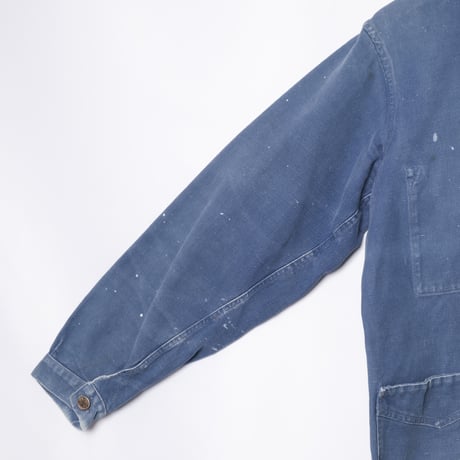 30-40s France Vintage Le Francais Blue Cotton Twill Work Jacket