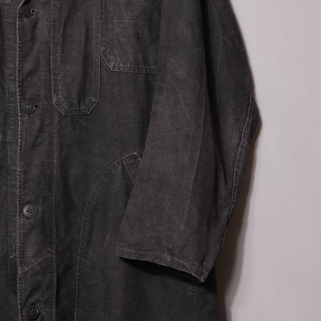 40-50s France Vintage  VETRA Black Linen  Maquignon Coat