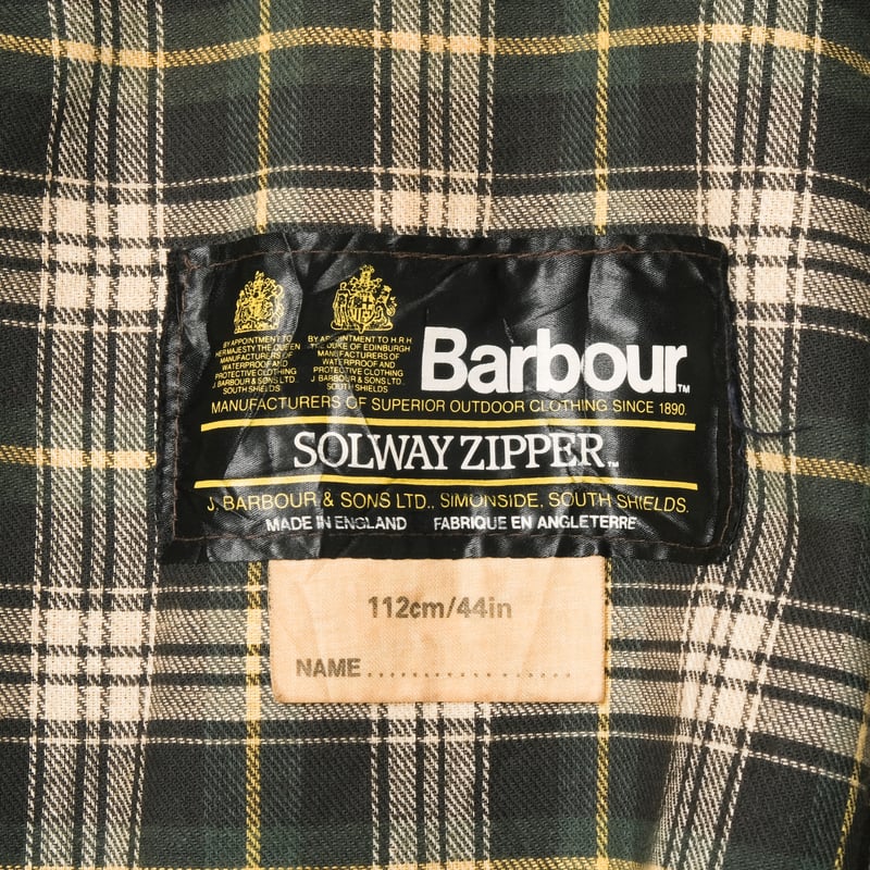 80s Barbour Solway Zipper 2 Warrant Size C44 |