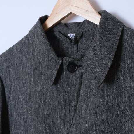 40-50s French Vintage  Black Chambray Atelier Coat  Size 50 Dead Stock