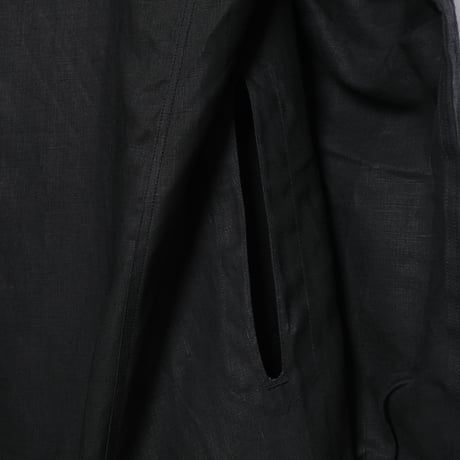 30-40s France Vintage Linbleuvil Black Linen  Maquignon Coat Dead Stock