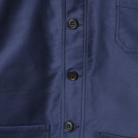 40s France Vintage Le Mont Saint Michel Blue Moleskin Work Jacket Dead Stock