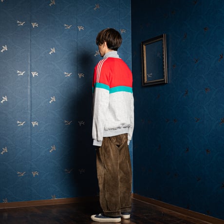 70-80s Vintage adidas Ventex Sweat Jacket Jacket Grey × Red  (Made in France)