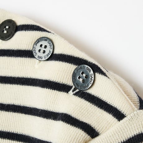 SAINT JAMES Border Knit（Ivory×Navy）Size XL
