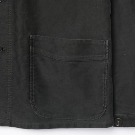 40-50s France Vintage Le Mont Sant Michel Black Moleskin Work Jacket Size 48